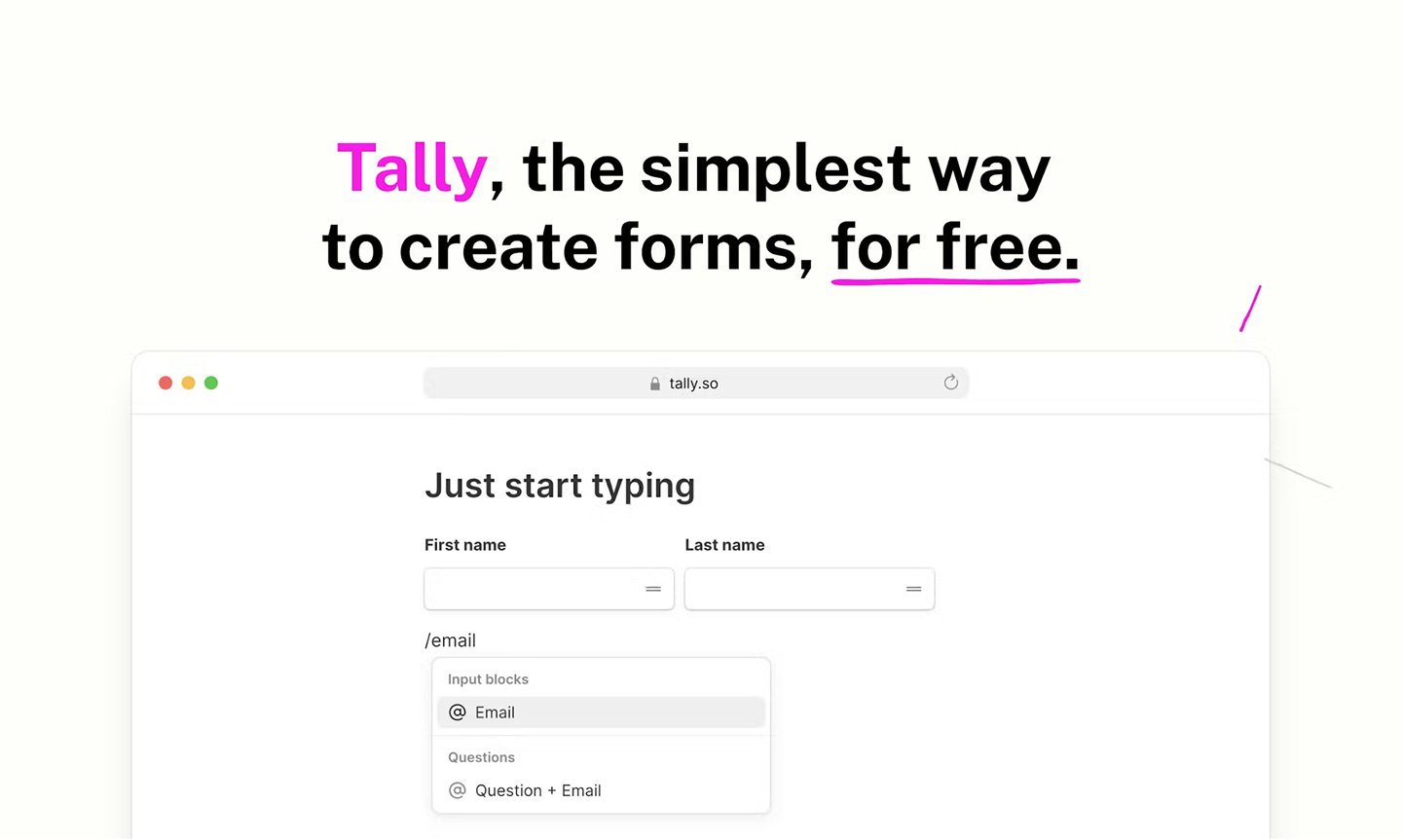 Tally feedback form